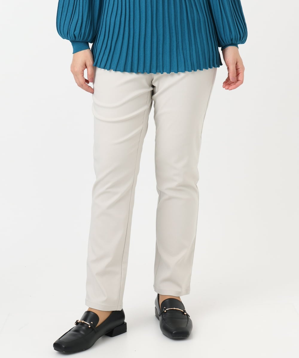 OLLCA13089 eur3(エウルキューブ) 【大きいサイズ】ストレッチスリムパンツ グレージュ(89)