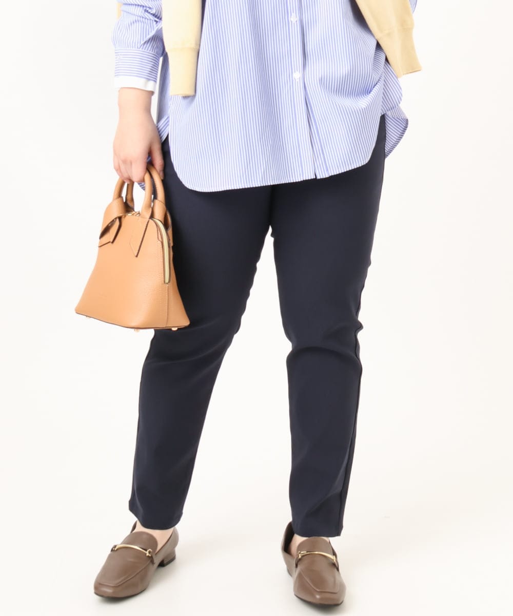 OLLCD01089 eur3(エウルキューブ) 【WEB先行販売】【大きいサイズ】ストレッチスリムパンツ ネイビー(57)