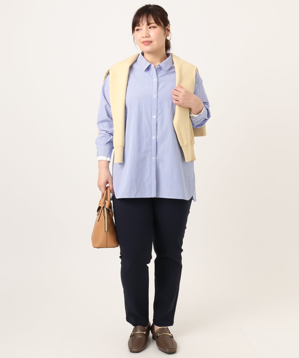 OLLCD01089 eur3(エウルキューブ) 【WEB先行販売】【大きいサイズ】ストレッチスリムパンツ ネイビー(57)