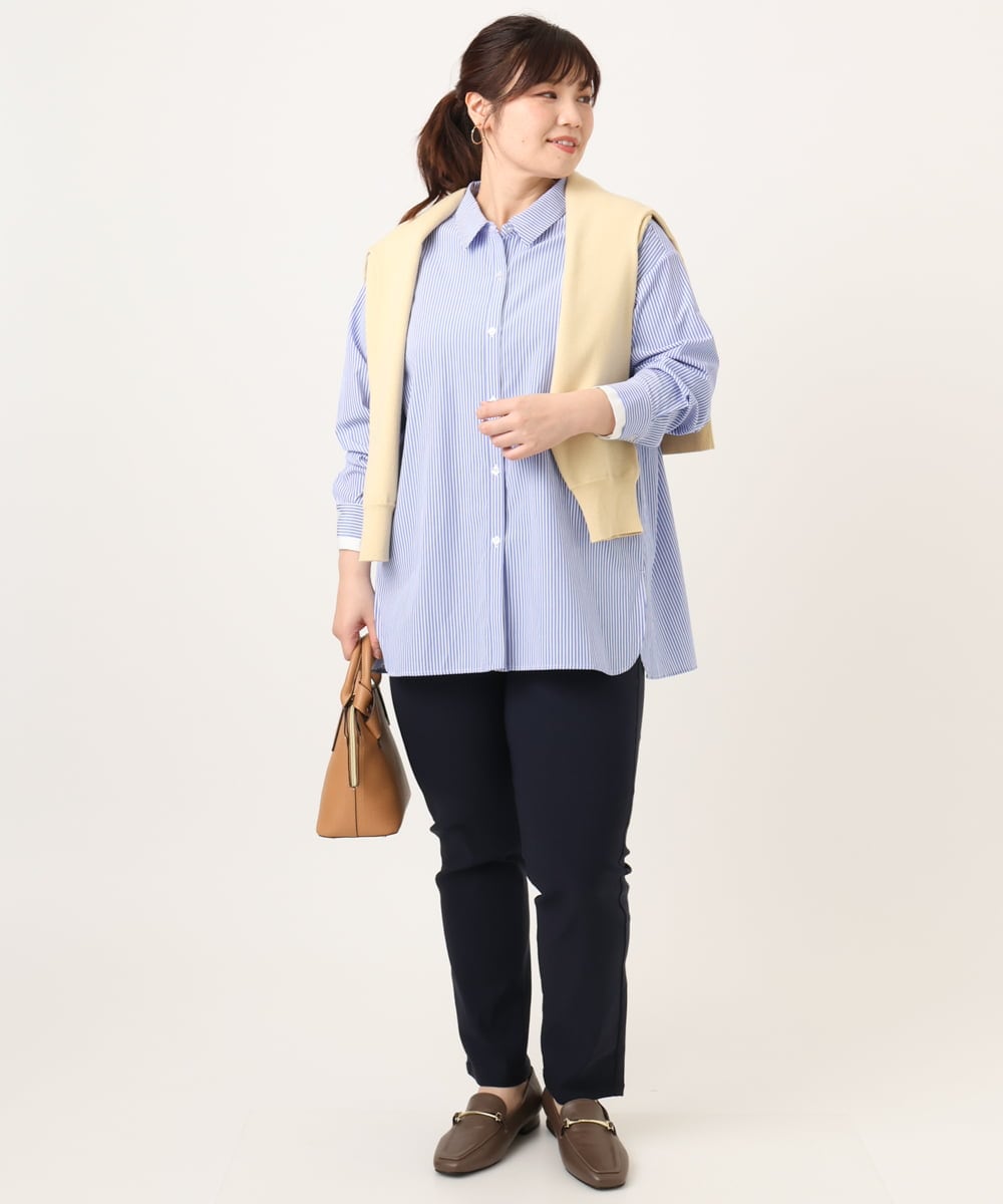 OLLCD01089 eur3(エウルキューブ) 【WEB先行販売】【大きいサイズ】ストレッチスリムパンツ ネイビー(57)