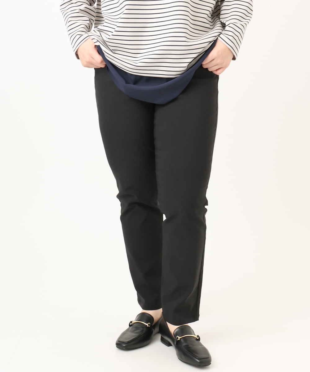 OLLCD01089 eur3(エウルキューブ) 【WEB先行販売】【大きいサイズ】ストレッチスリムパンツ ブラック(94)