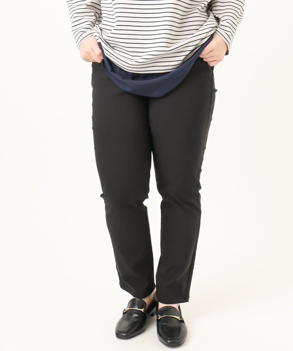 OLLCD01089 eur3(エウルキューブ) 【WEB先行販売】【大きいサイズ】ストレッチスリムパンツ ブラック(94)