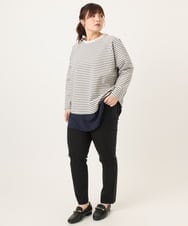 OLLCD01089 eur3(エウルキューブ) 【WEB先行販売】【大きいサイズ】ストレッチスリムパンツ ブラック(94)