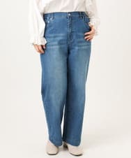 OLLCD10109 eur3(エウルキューブ) 【WEB先行販売】【大きいサイズ】ワイドストレートデニム ライトブルー(50)