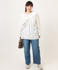 OLLCD10109 eur3(エウルキューブ) 【WEB先行販売】【大きいサイズ】ワイドストレートデニム ライトブルー(50)