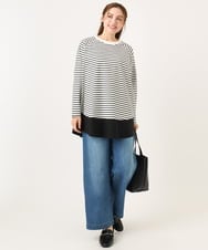 OLLCD10109 eur3(エウルキューブ) 【WEB先行販売】【大きいサイズ】ワイドストレートデニム ライトブルー(50)