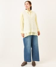 OLLCD10109 eur3(エウルキューブ) 【WEB先行販売】【大きいサイズ】ワイドストレートデニム ライトブルー(50)