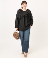 OLLCD10109 eur3(エウルキューブ) 【WEB先行販売】【大きいサイズ】ワイドストレートデニム ネイビー(57)