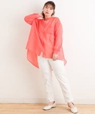 OLLCS04080 eur3(エウルキューブ) 【大きいサイズ】さらさらストレッチストレートパンツ ホワイト(90)