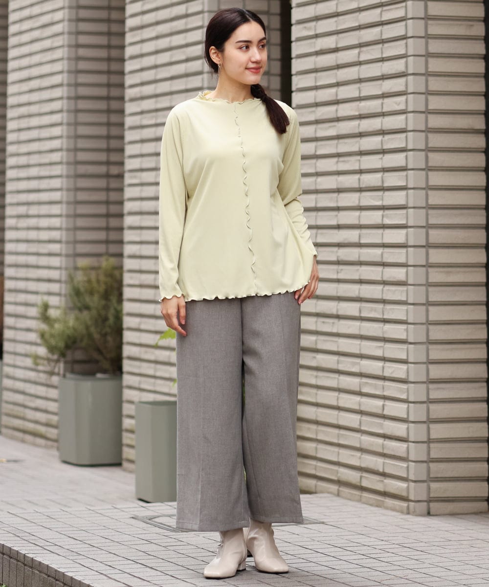 OLLCS06100 eur3(エウルキューブ) 【大きいサイズ】センタープレスワイドパンツ モカ(84)
