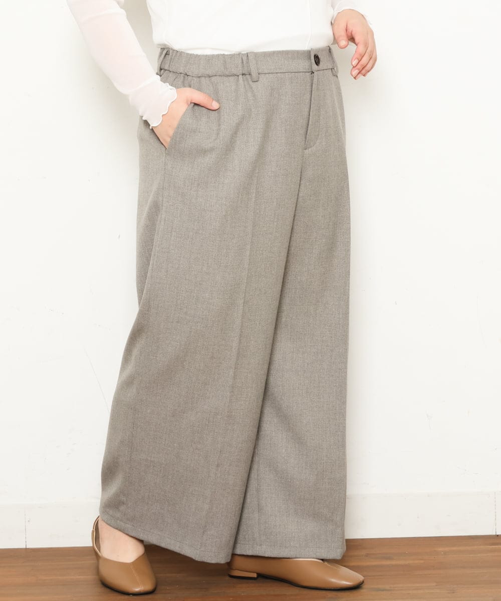 OLLCS06100 eur3(エウルキューブ) 【大きいサイズ】センタープレスワイドパンツ モカ(84)