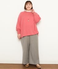 OLLCS06100 eur3(エウルキューブ) 【大きいサイズ】センタープレスワイドパンツ モカ(84)