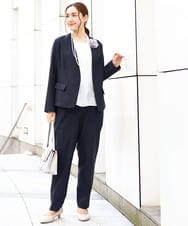 OLLDA01139 eur3(エウルキューブ) 【大きいサイズ/11号サイズあり/セットアップ対応】Wクロスストレッチテーパードパンツ ネイビー(57)
