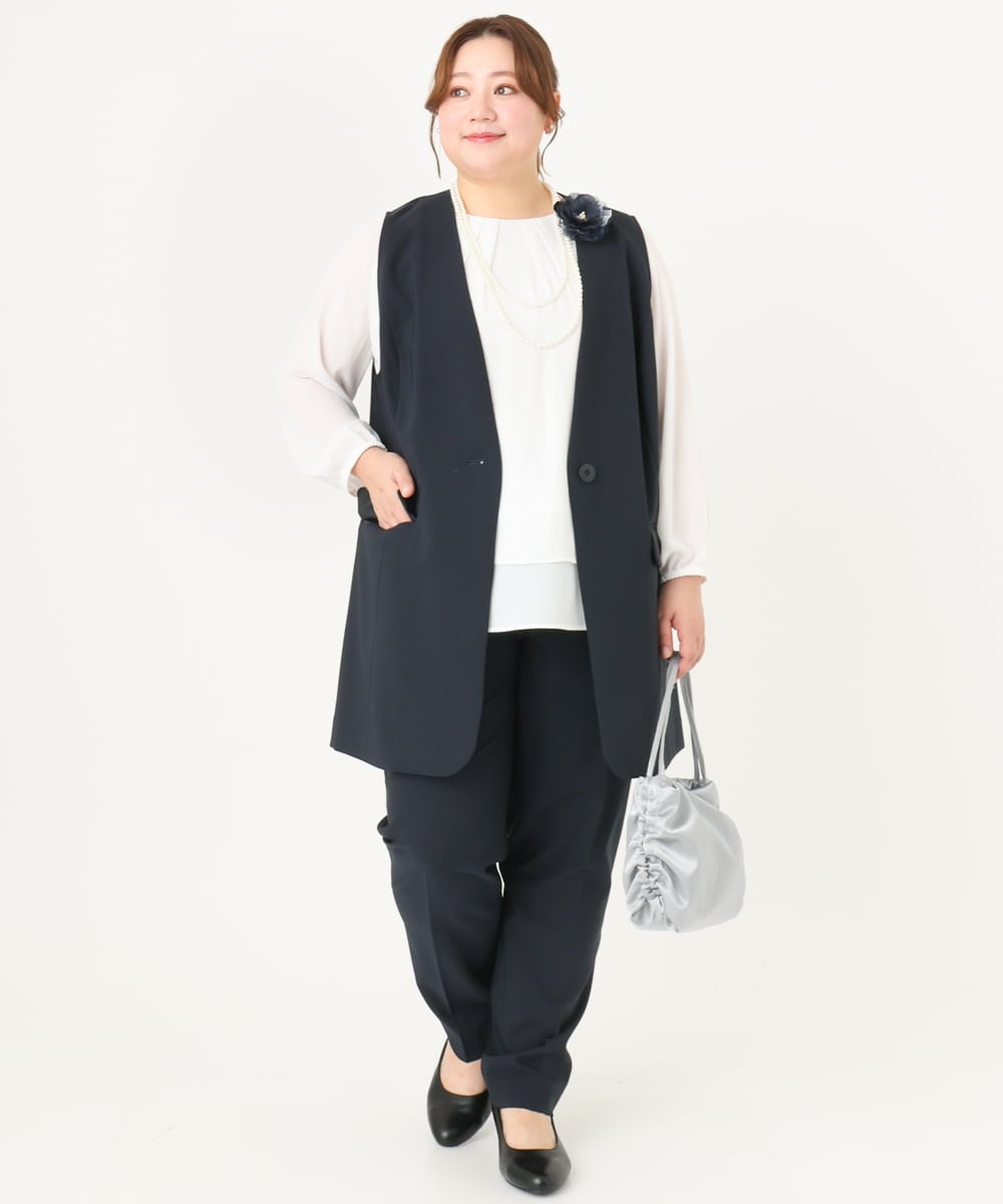 OLLDA01139 eur3(エウルキューブ) 【大きいサイズ/11号サイズあり/セットアップ対応】Wクロスストレッチテーパードパンツ ネイビー(57)