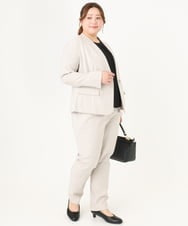 OLLDA01139 eur3(エウルキューブ) 【大きいサイズ/11号サイズあり/セットアップ対応】Wクロスストレッチテーパードパンツ グレージュ(89)