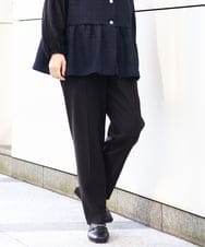OLLDA01139 eur3(エウルキューブ) 【大きいサイズ/11号サイズあり/セットアップ対応】Wクロスストレッチテーパードパンツ ブラック(94)