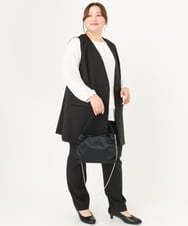 OLLDA01139 eur3(エウルキューブ) 【大きいサイズ/11号サイズあり/セットアップ対応】Wクロスストレッチテーパードパンツ ブラック(94)