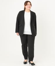 OLLDA01139 eur3(エウルキューブ) 【大きいサイズ/11号サイズあり/セットアップ対応】Wクロスストレッチテーパードパンツ ブラック(94)