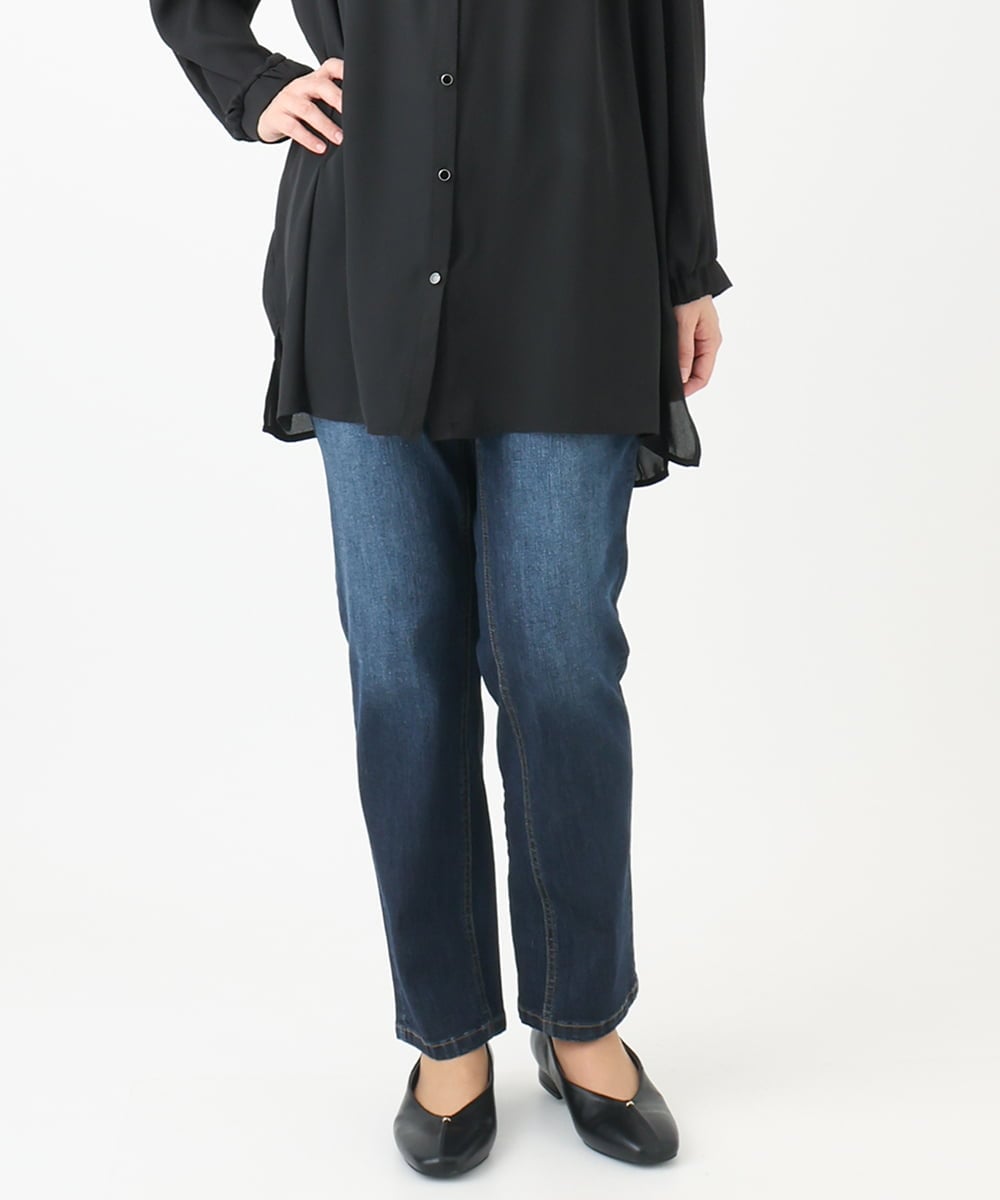 OLLDA15089 eur3(エウルキューブ) 【大きいサイズ】ストレッチスリムデニム ネイビー(57)