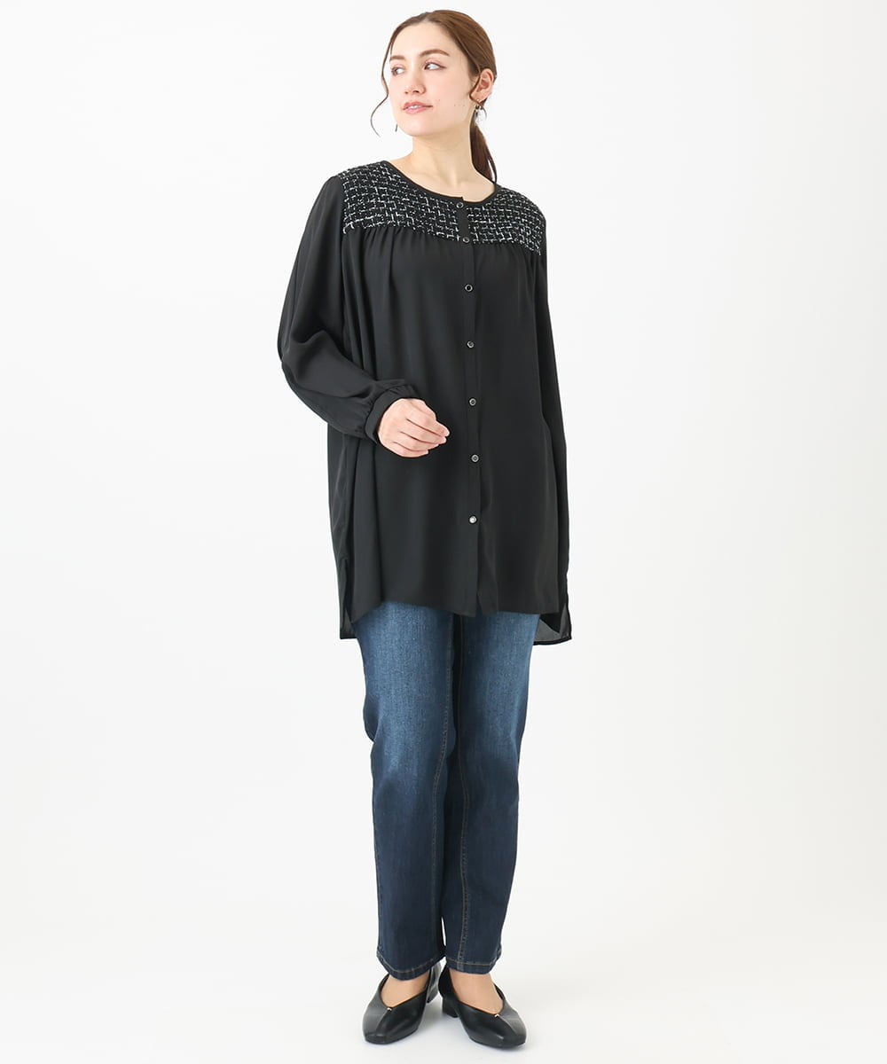 OLLDA15089 eur3(エウルキューブ) 【大きいサイズ】ストレッチスリムデニム ネイビー(57)