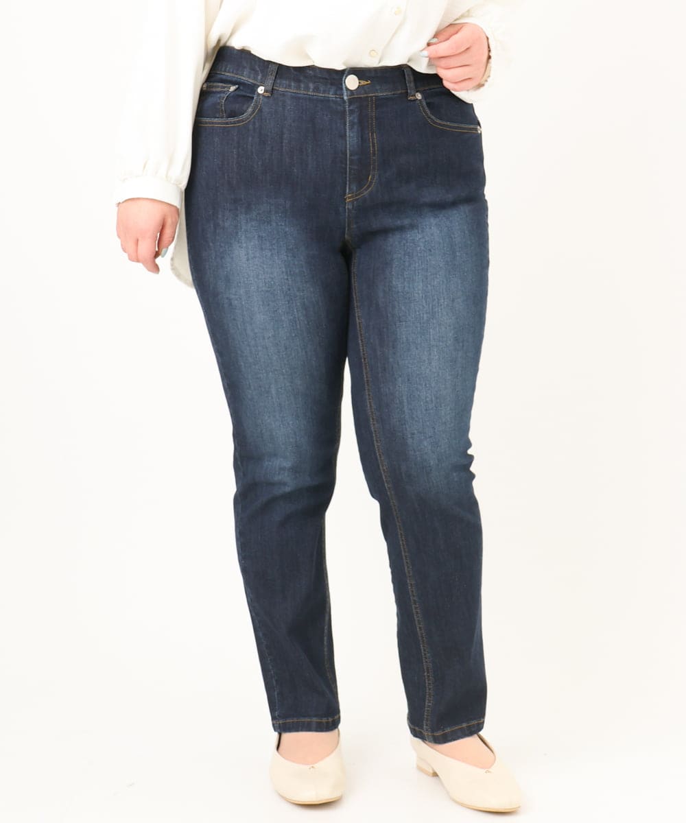 OLLDA15089 eur3(エウルキューブ) 【大きいサイズ】ストレッチスリムデニム ネイビー(57)