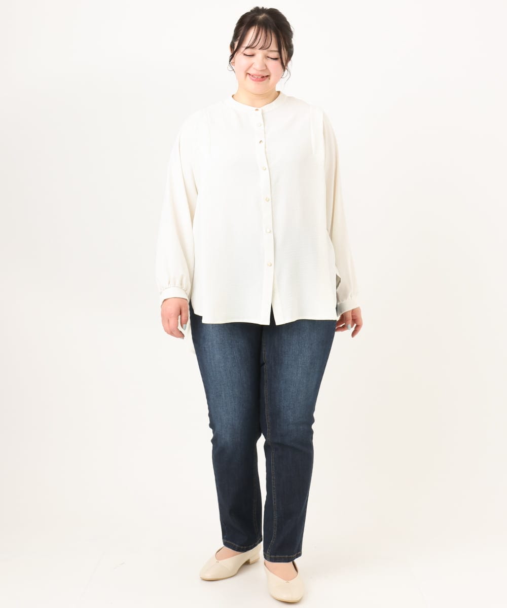 OLLDA15089 eur3(エウルキューブ) 【大きいサイズ】ストレッチスリムデニム ネイビー(57)