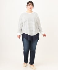 OLLDA15089 eur3(エウルキューブ) 【大きいサイズ】ストレッチスリムデニム ネイビー(57)