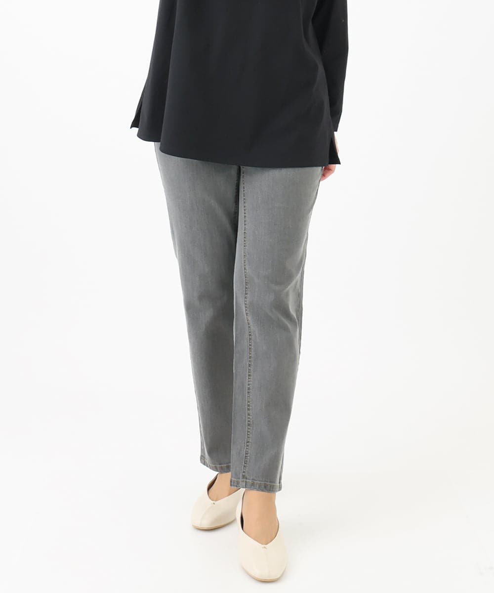 OLLDA15089 eur3(エウルキューブ) 【大きいサイズ】ストレッチスリムデニム ライトグレー(91)