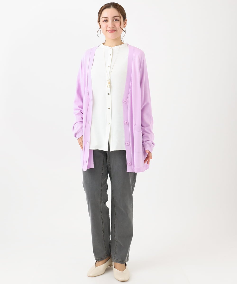 OLLDA15089 eur3(エウルキューブ) 【大きいサイズ】ストレッチスリムデニム ライトグレー(91)