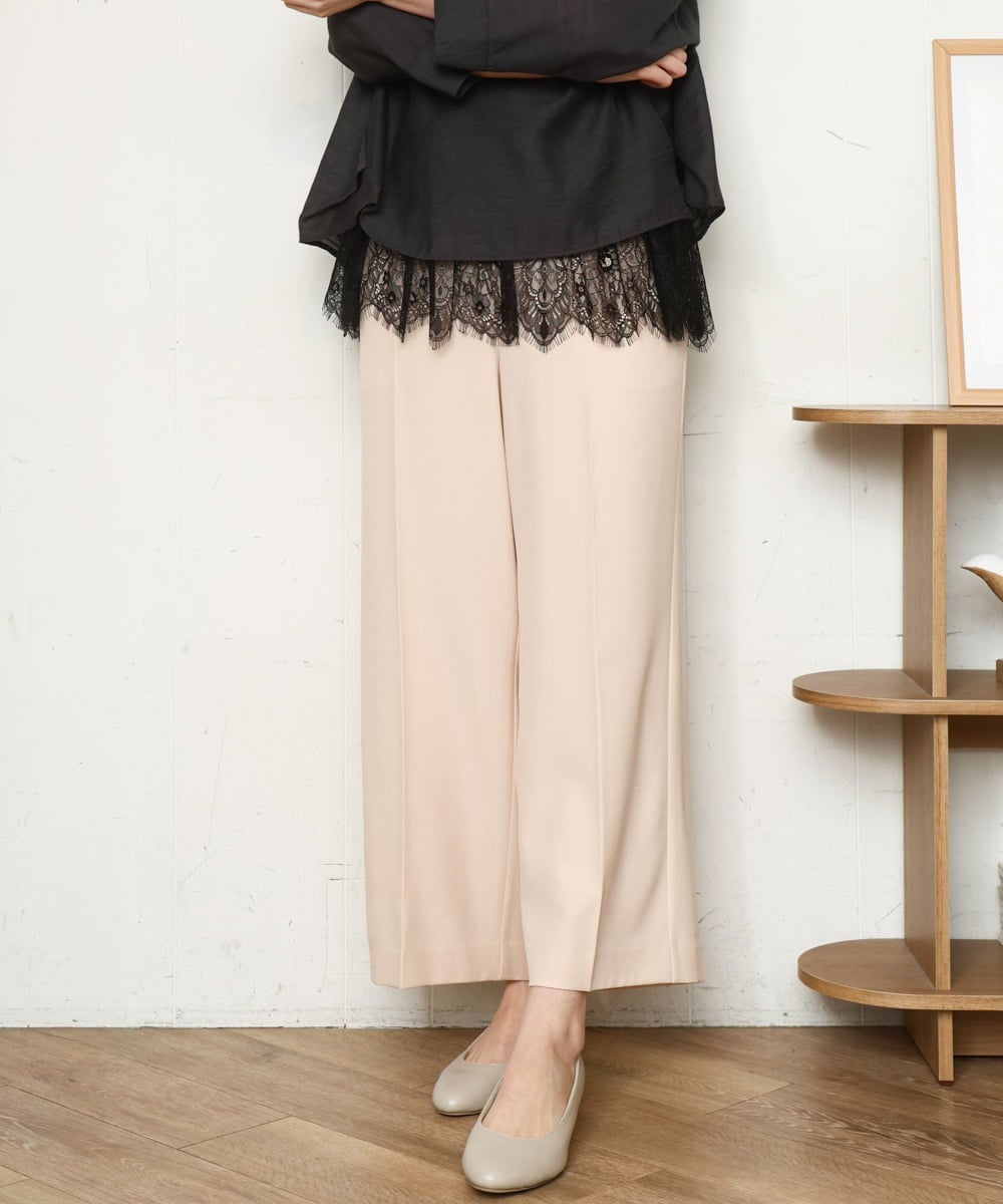 OLLDD02119 eur3(エウルキューブ) 【WEB先行販売】【大きいサイズ】センタープレスワイドパンツ ライトピンク(01)