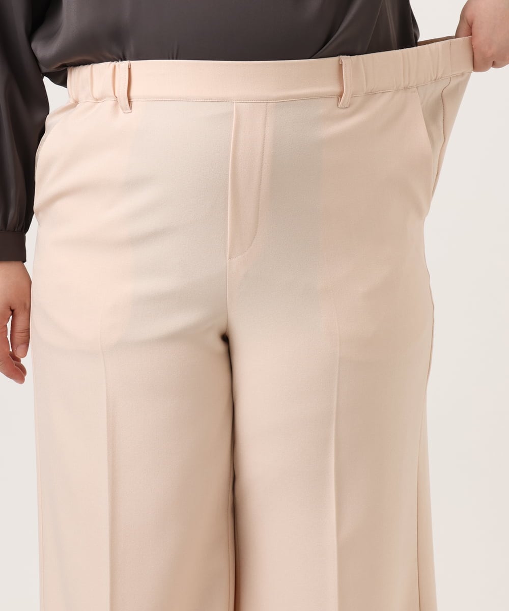 OLLDD02119 eur3(エウルキューブ) 【WEB先行販売】【大きいサイズ】センタープレスワイドパンツ ライトピンク(01)