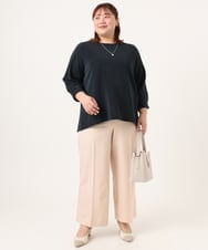 OLLDD02119 eur3(エウルキューブ) 【WEB先行販売】【大きいサイズ】センタープレスワイドパンツ ライトピンク(01)