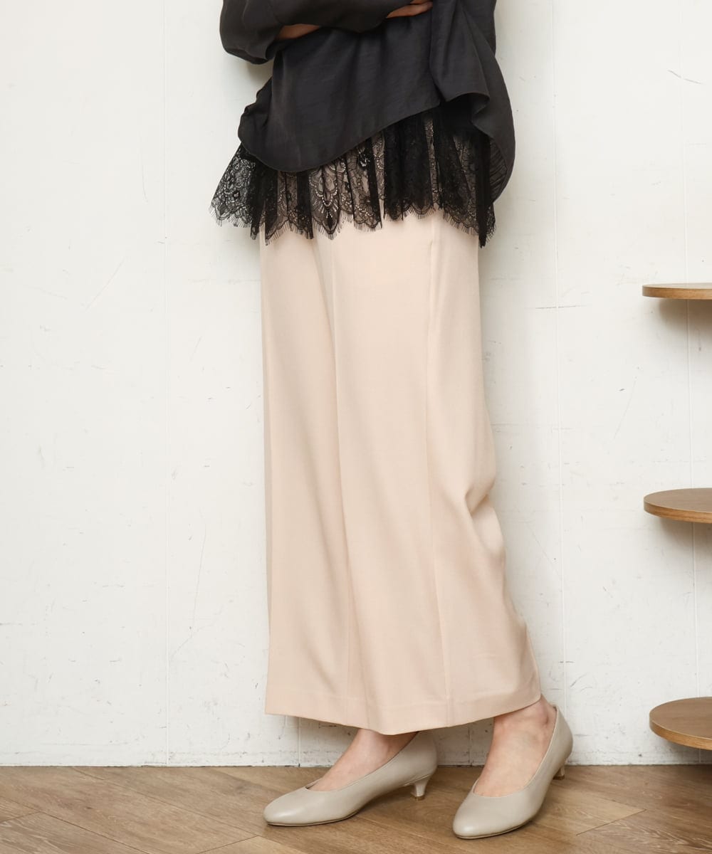 OLLDD02119 eur3(エウルキューブ) 【WEB先行販売】【大きいサイズ】センタープレスワイドパンツ ライトピンク(01)