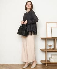 OLLDD02119 eur3(エウルキューブ) 【WEB先行販売】【大きいサイズ】センタープレスワイドパンツ ライトピンク(01)