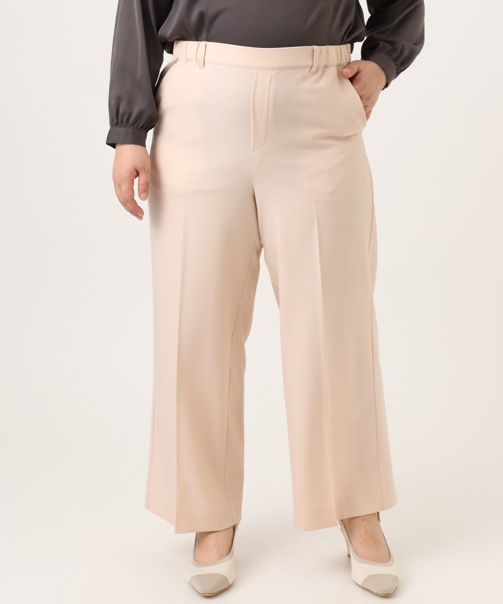 OLLDD02119 eur3(エウルキューブ) 【WEB先行販売】【大きいサイズ】センタープレスワイドパンツ ライトピンク(01)