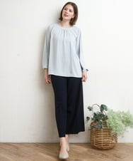 OLLDD02119 eur3(エウルキューブ) 【WEB先行販売】【大きいサイズ】センタープレスワイドパンツ ネイビー(57)