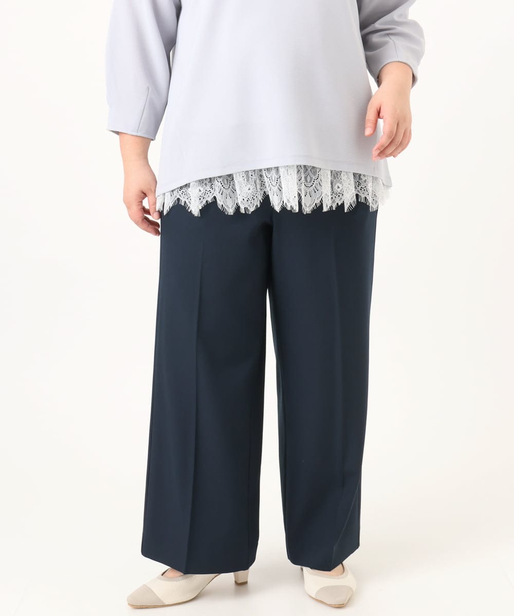 OLLDD02119 eur3(エウルキューブ) 【WEB先行販売】【大きいサイズ】センタープレスワイドパンツ ネイビー(57)