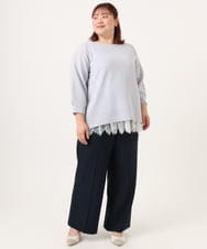 OLLDD02119 eur3(エウルキューブ) 【WEB先行販売】【大きいサイズ】センタープレスワイドパンツ ネイビー(57)