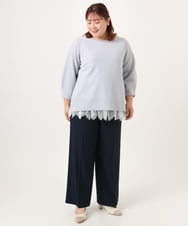 OLLDD02119 eur3(エウルキューブ) 【WEB先行販売】【大きいサイズ】センタープレスワイドパンツ ネイビー(57)