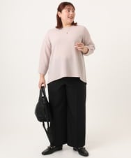 OLLDD02119 eur3(エウルキューブ) 【WEB先行販売】【大きいサイズ】センタープレスワイドパンツ ブラック(94)