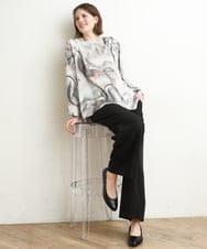 OLLDD02119 eur3(エウルキューブ) 【WEB先行販売】【大きいサイズ】センタープレスワイドパンツ ブラック(94)