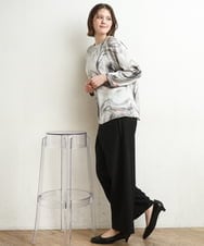 OLLDD02119 eur3(エウルキューブ) 【WEB先行販売】【大きいサイズ】センタープレスワイドパンツ ブラック(94)