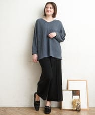 OLLDD02119 eur3(エウルキューブ) 【WEB先行販売】【大きいサイズ】センタープレスワイドパンツ ブラック(94)