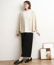 OLLDD02119 eur3(エウルキューブ) 【WEB先行販売】【大きいサイズ】センタープレスワイドパンツ ブラック(94)