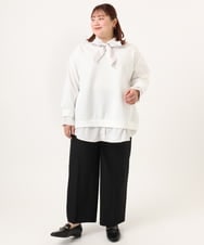 OLLDD02119 eur3(エウルキューブ) 【WEB先行販売】【大きいサイズ】センタープレスワイドパンツ ブラック(94)