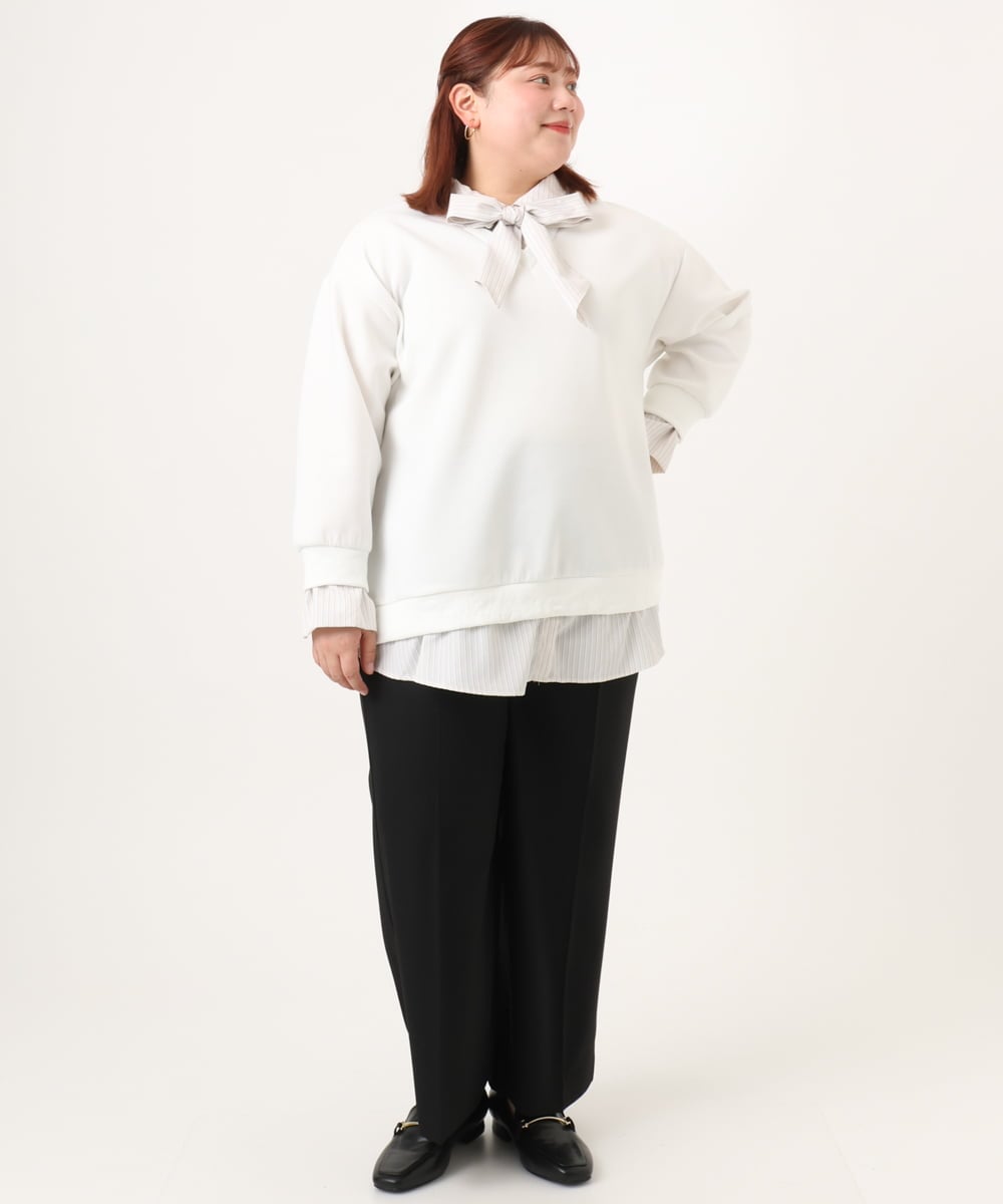 OLLDD02119 eur3(エウルキューブ) 【WEB先行販売】【大きいサイズ】センタープレスワイドパンツ ブラック(94)