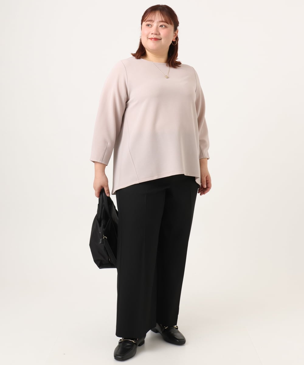 OLLDD02119 eur3(エウルキューブ) 【WEB先行販売】【大きいサイズ】センタープレスワイドパンツ ブラック(94)