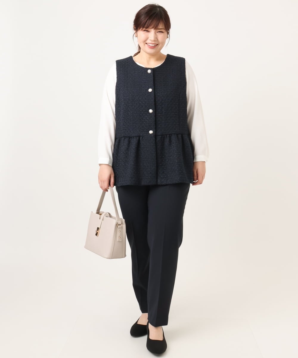 OLLDD04139 eur3(エウルキューブ) 【大きいサイズ/11号サイズあり】Wクロステーパードパンツ ネイビー(57)