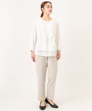 OLLDD04139 eur3(エウルキューブ) 【大きいサイズ/11号サイズあり】Wクロステーパードパンツ グレージュ(89)