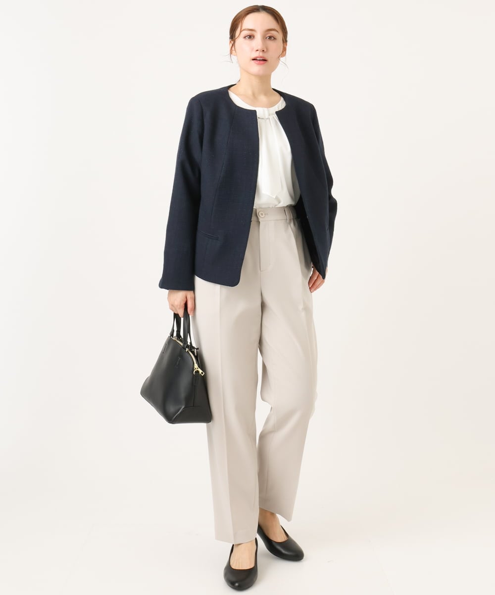 OLLDD04139 eur3(エウルキューブ) 【大きいサイズ/11号サイズあり】Wクロステーパードパンツ グレージュ(89)